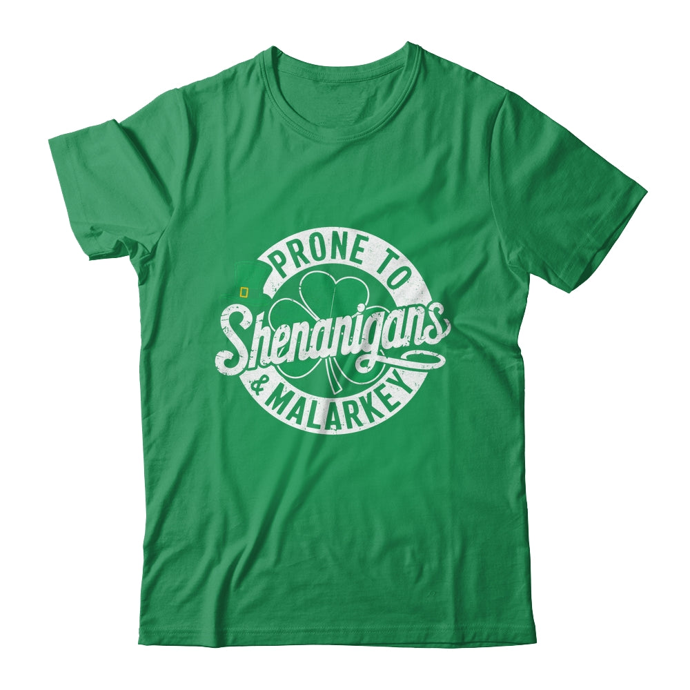 Prone To Shenanigans And Malarkey Shamrock St Patrick's Day Shirt & Hoodie | teecentury