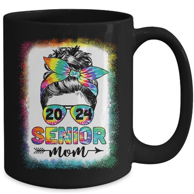 Proud Senior Mom 2024 Graduate Tie Dye Graduation Messy Bun Mug | teecentury