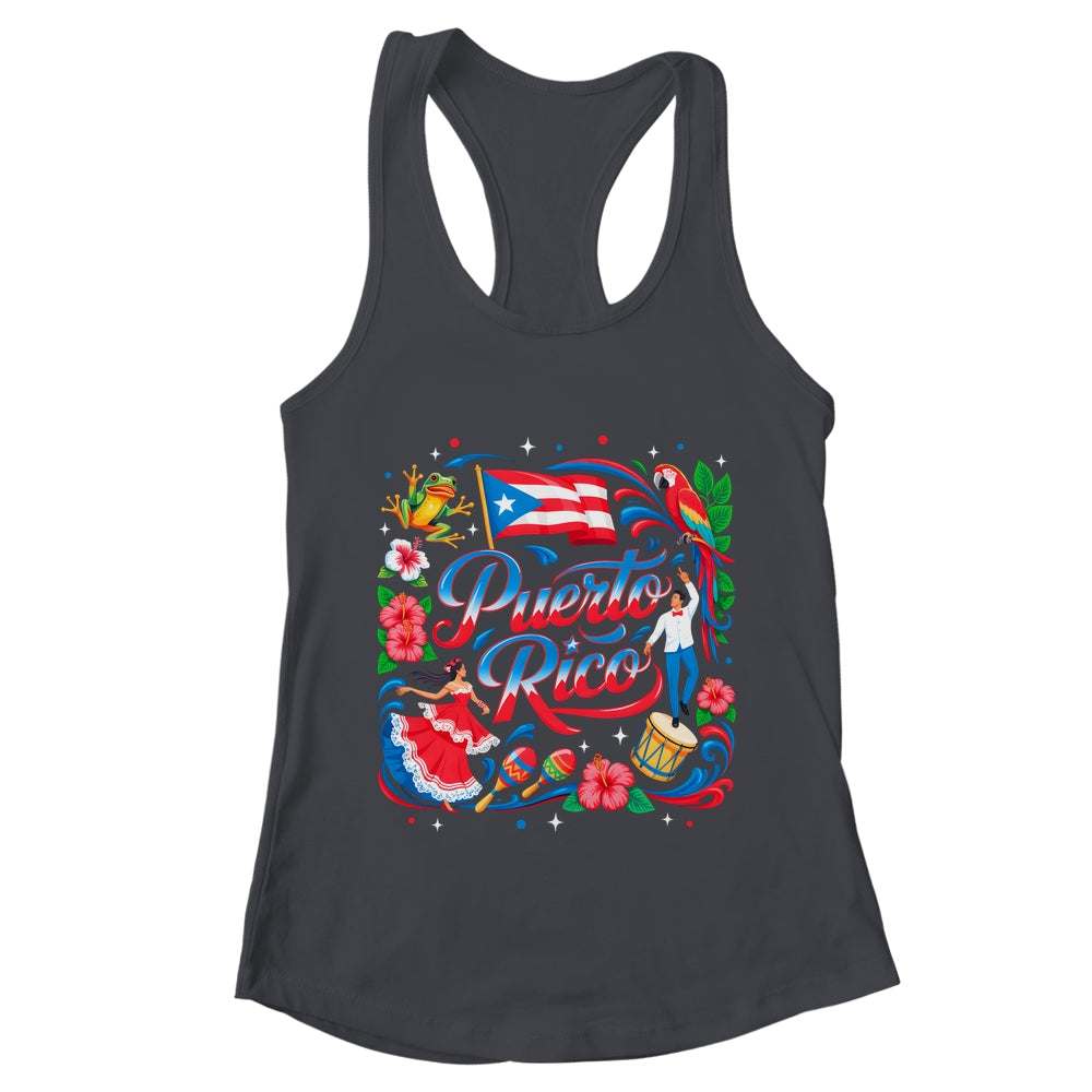 Puerto Rico Flag Floral Boricua Hispanic Heritage Men Women Shirt & Tank Top | teecentury