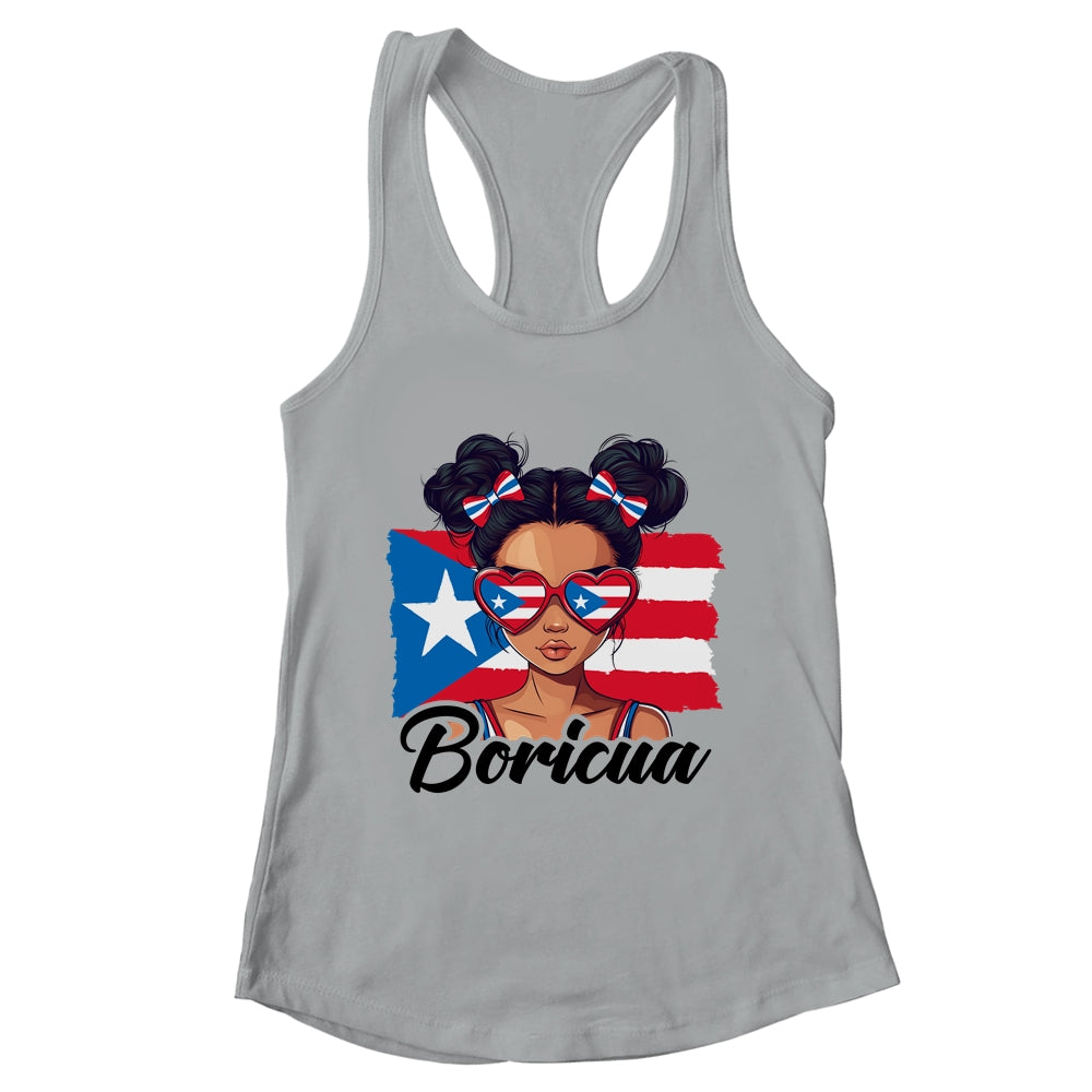 Puerto Rico Hispanic Heritage Messy Bun Puerto Rican Girls Shirt & Tank Top | teecentury