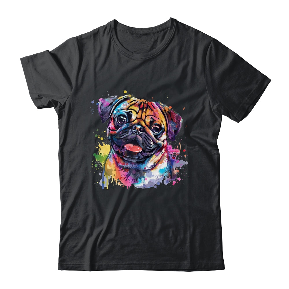 Pug Mom Lover Puppy Dog Watercolor Tie Dye Painting Shirt & Tank Top | teecentury