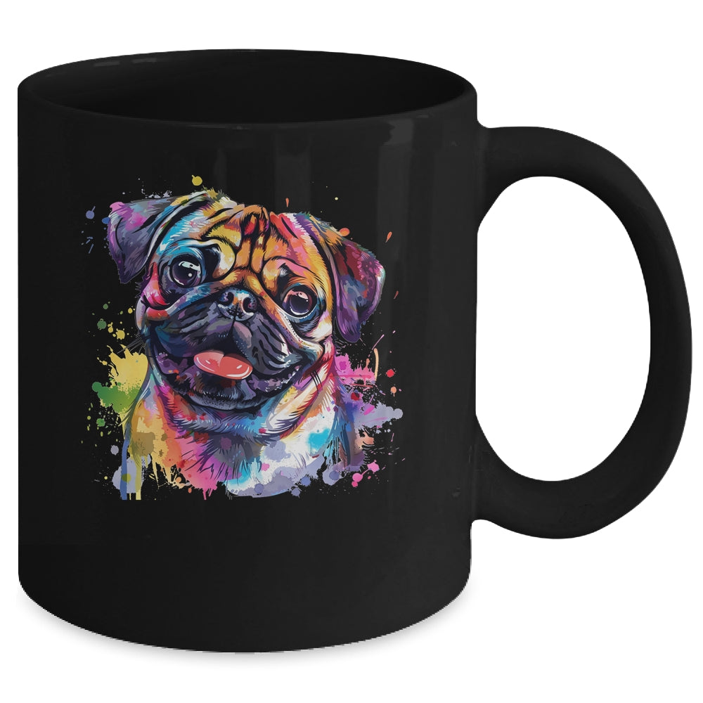 Pug Mom Lover Puppy Dog Watercolor Tie Dye Painting Mug | teecentury