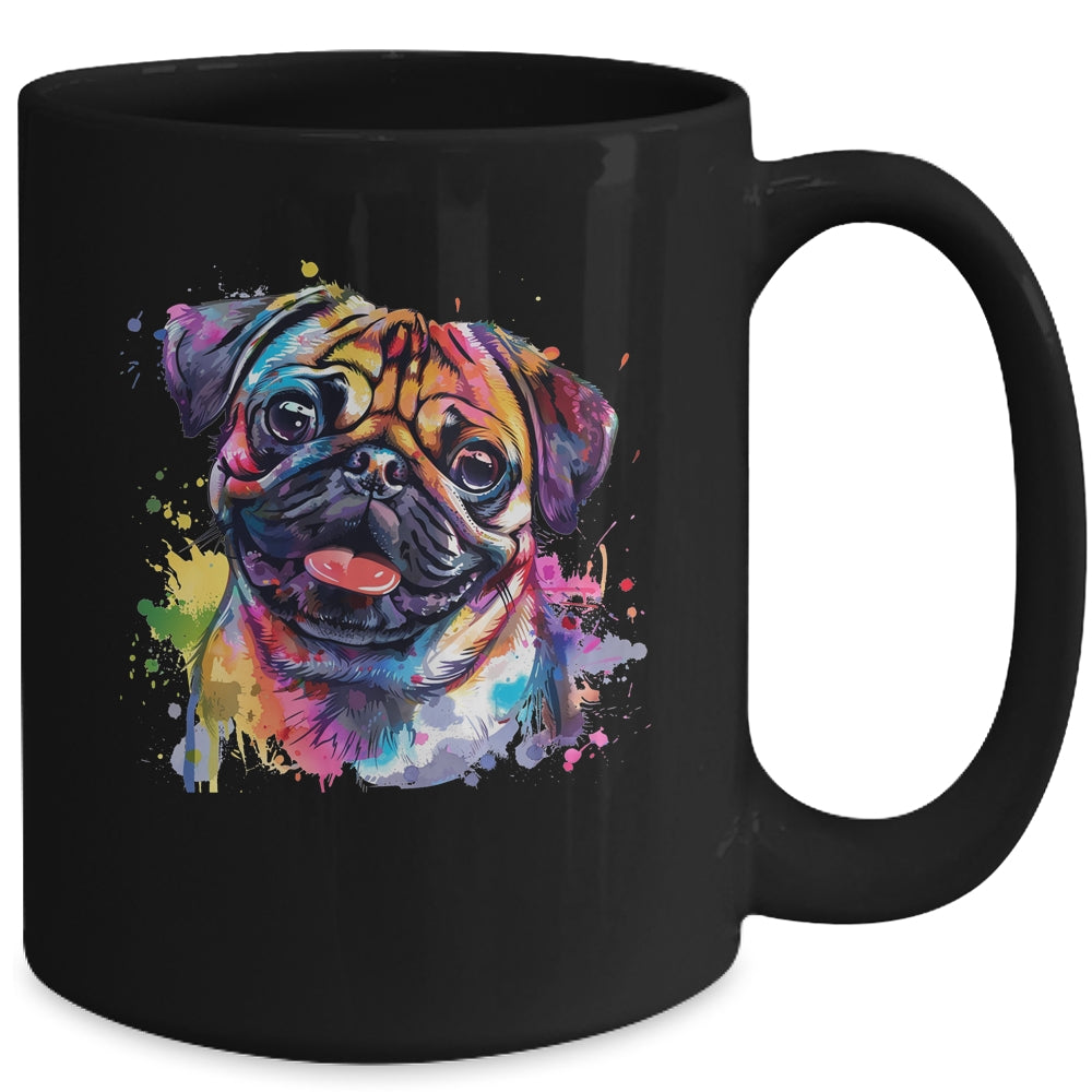 Pug Mom Lover Puppy Dog Watercolor Tie Dye Painting Mug | teecentury