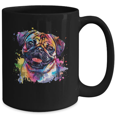 Pug Mom Lover Puppy Dog Watercolor Tie Dye Painting Mug | teecentury