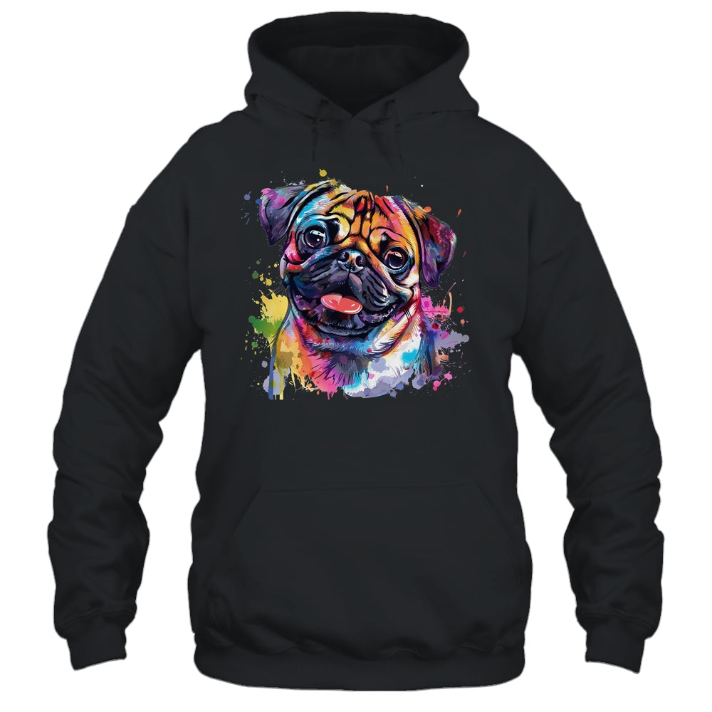 Pug Mom Lover Puppy Dog Watercolor Tie Dye Painting Shirt & Tank Top | teecentury