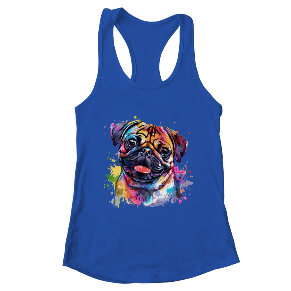Pug Mom Lover Puppy Dog Watercolor Tie Dye Painting Shirt & Tank Top | teecentury