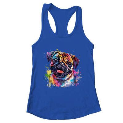Pug Mom Lover Puppy Dog Watercolor Tie Dye Painting Shirt & Tank Top | teecentury