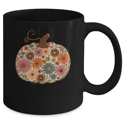 Pumpkin Floral Autumn Fall Season Wildflower Thanksgiving Mug | teecentury