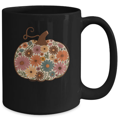 Pumpkin Floral Autumn Fall Season Wildflower Thanksgiving Mug | teecentury