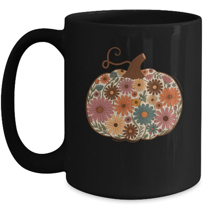 Pumpkin Floral Autumn Fall Season Wildflower Thanksgiving Mug | teecentury