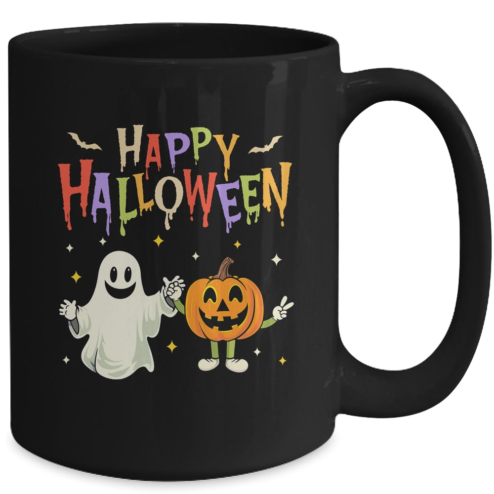Pumpkin Ghost Happy Halloween Retro Groovy Vintage Women Mug | teecentury