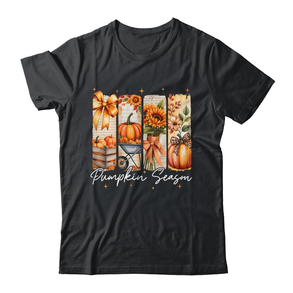 Pumpkin Season Coquette Fall Autumn Sunflower Floral Leopard Shirt & Sweatshirt | teecentury