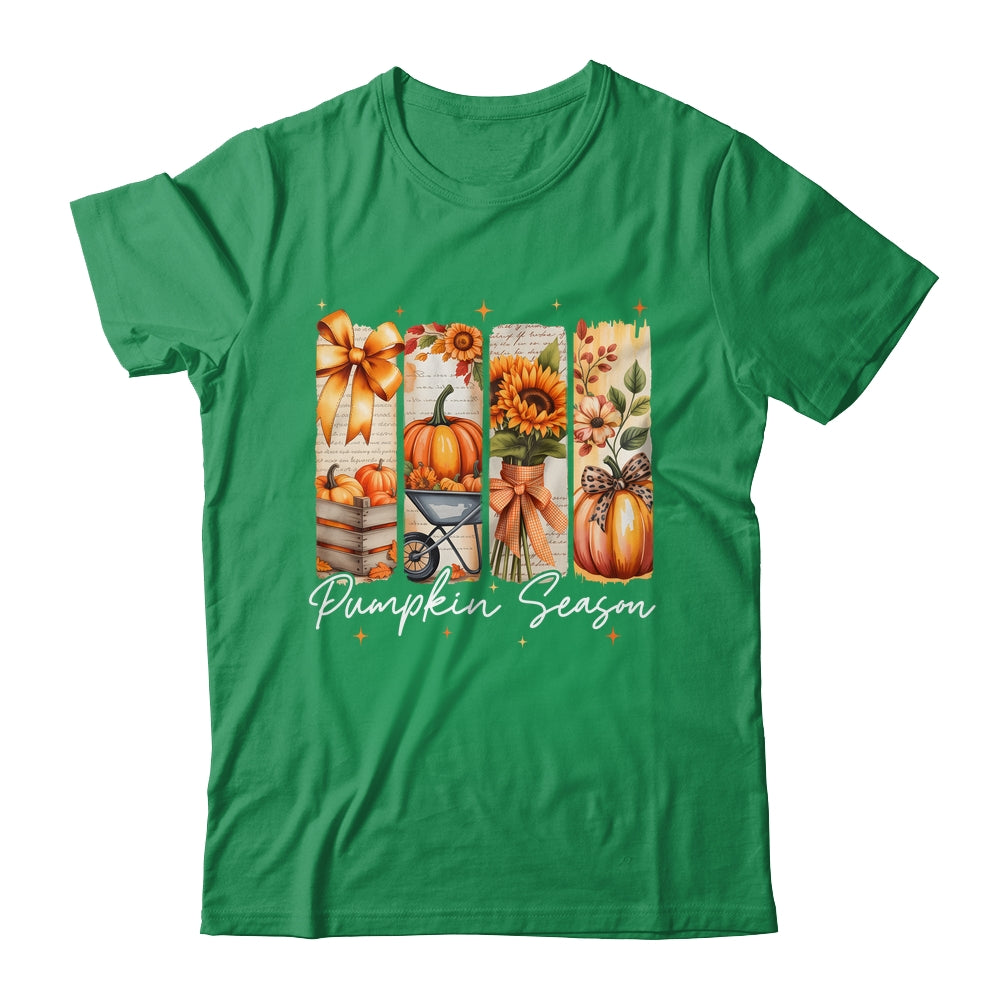 Pumpkin Season Coquette Fall Autumn Sunflower Floral Leopard Shirt & Sweatshirt | teecentury
