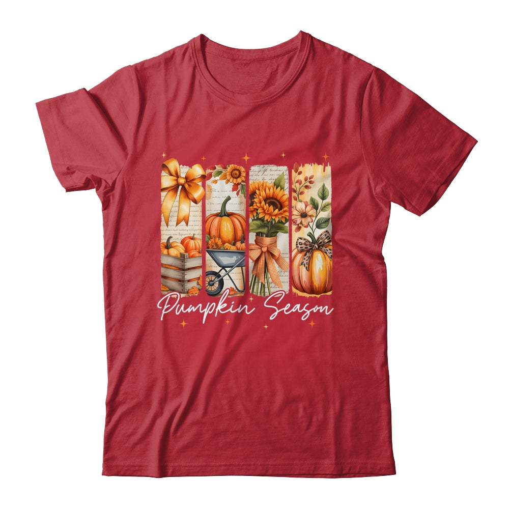 Pumpkin Season Coquette Fall Autumn Sunflower Floral Leopard Shirt & Sweatshirt | teecentury