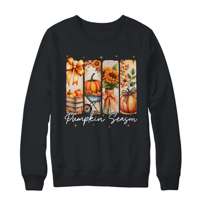 Pumpkin Season Coquette Fall Autumn Sunflower Floral Leopard Shirt & Sweatshirt | teecentury