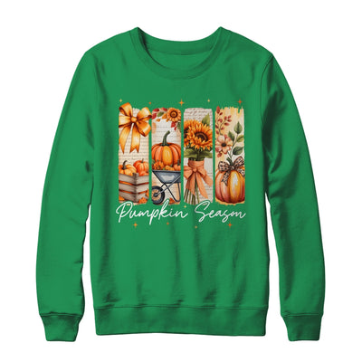 Pumpkin Season Coquette Fall Autumn Sunflower Floral Leopard Shirt & Sweatshirt | teecentury