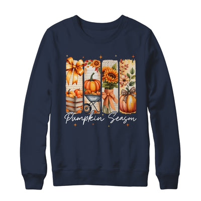Pumpkin Season Coquette Fall Autumn Sunflower Floral Leopard Shirt & Sweatshirt | teecentury