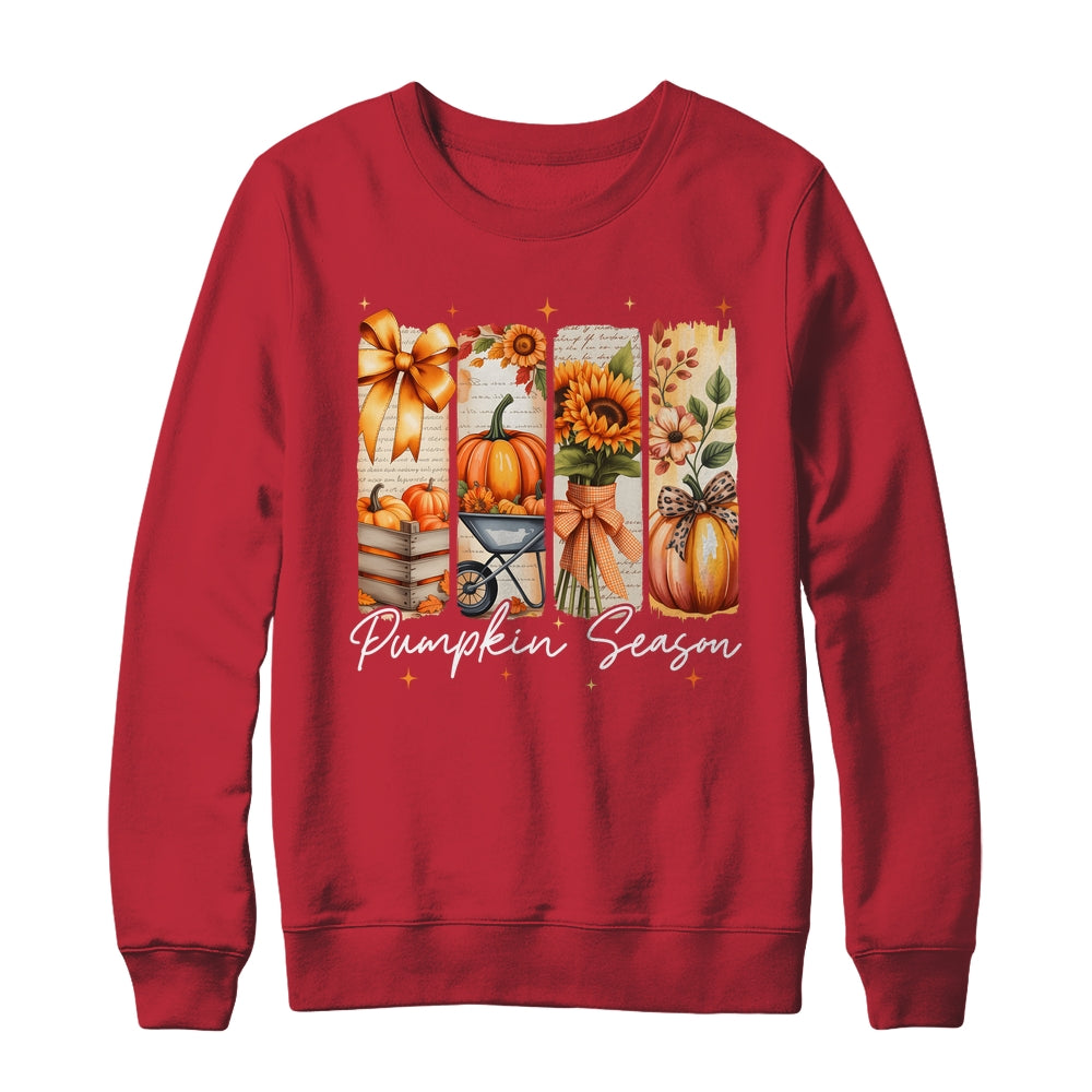 Pumpkin Season Coquette Fall Autumn Sunflower Floral Leopard Shirt & Sweatshirt | teecentury