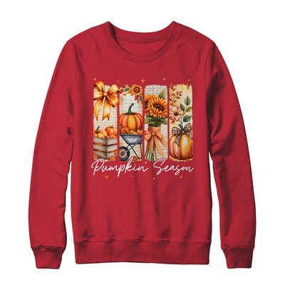 Pumpkin Season Coquette Fall Autumn Sunflower Floral Leopard Shirt & Sweatshirt | teecentury