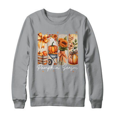 Pumpkin Season Coquette Fall Autumn Sunflower Floral Leopard Shirt & Sweatshirt | teecentury