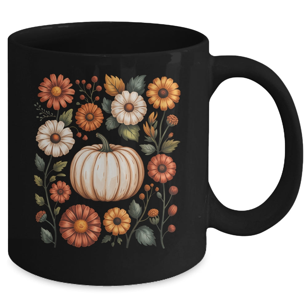 Pumpkin Season Wildflower Thanksgiving Autumn Fall Leaves Mug | teecentury