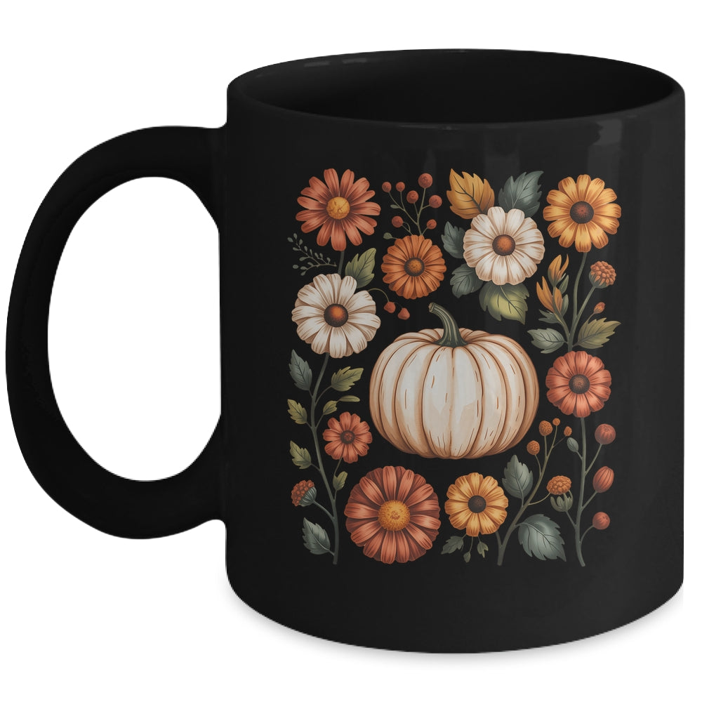 Pumpkin Season Wildflower Thanksgiving Autumn Fall Leaves Mug | teecentury