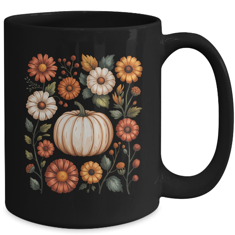 Pumpkin Season Wildflower Thanksgiving Autumn Fall Leaves Mug | teecentury