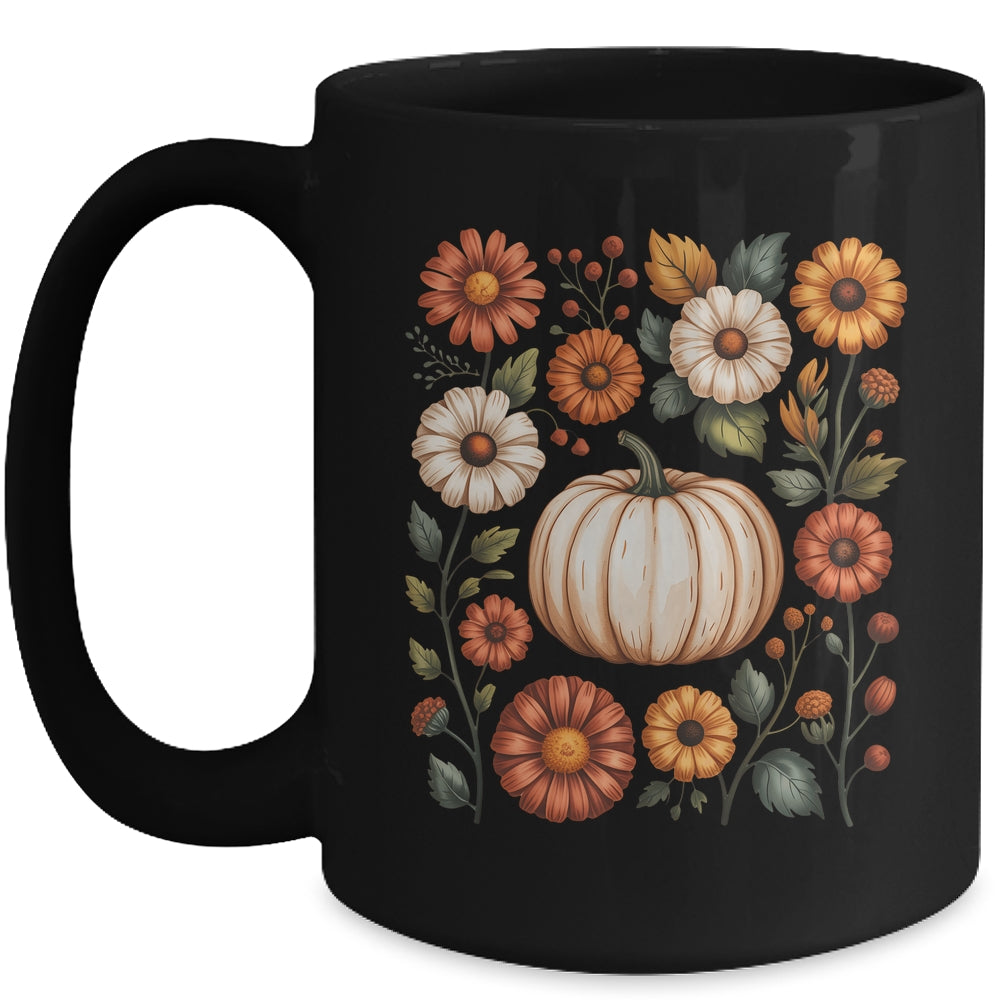 Pumpkin Season Wildflower Thanksgiving Autumn Fall Leaves Mug | teecentury