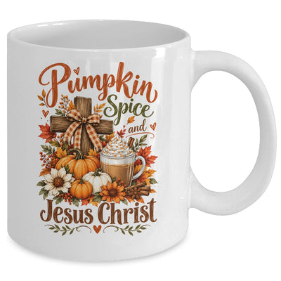 Pumpkin Spice And Jesus Christ Funny Fall Christian Floral Mug | teecentury