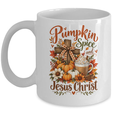 Pumpkin Spice And Jesus Christ Funny Fall Christian Floral Mug | teecentury