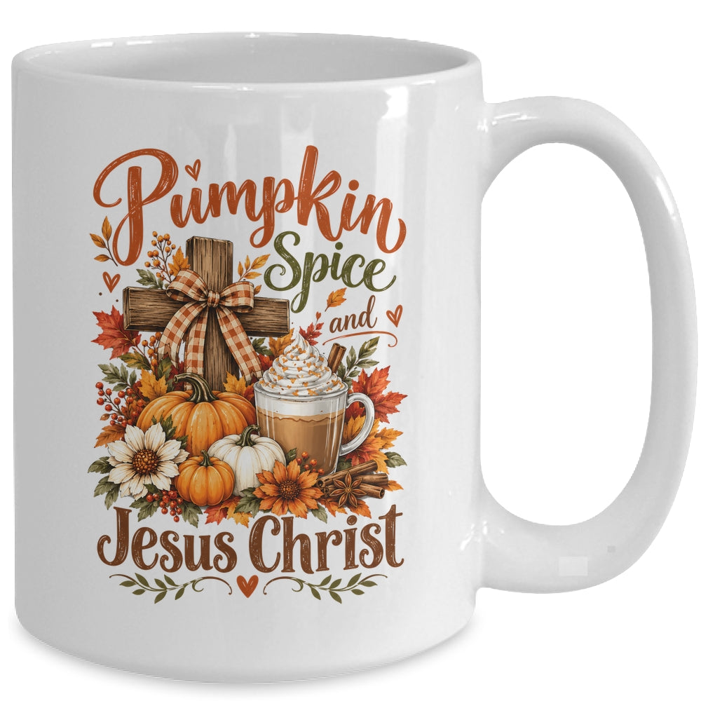 Pumpkin Spice And Jesus Christ Funny Fall Christian Floral Mug | teecentury