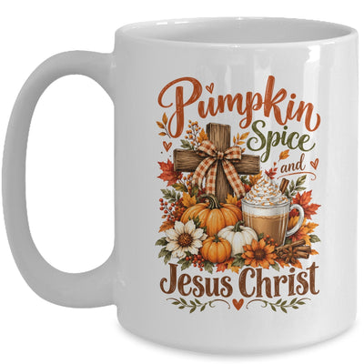 Pumpkin Spice And Jesus Christ Funny Fall Christian Floral Mug | teecentury
