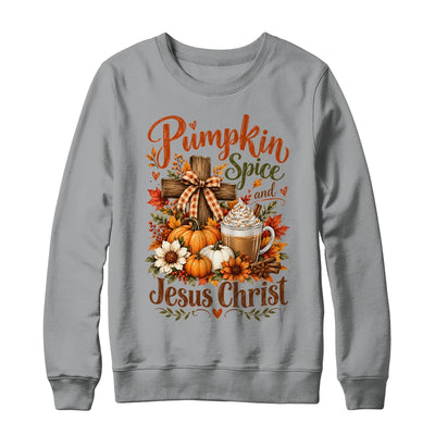 Pumpkin Spice And Jesus Christ Funny Fall Christian Floral Shirt & Sweatshirt | teecentury