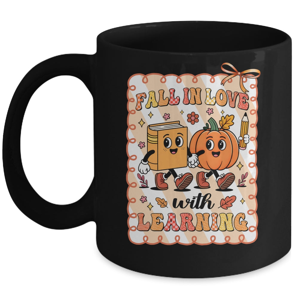 Pumpkin Teacher Preppy Fall In Love With Learning Autumn Mug | teecentury