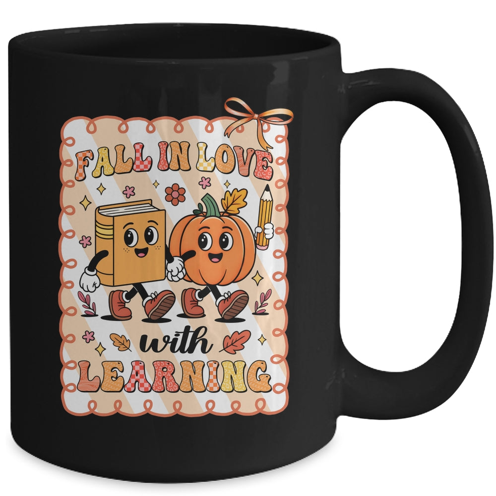 Pumpkin Teacher Preppy Fall In Love With Learning Autumn Mug | teecentury