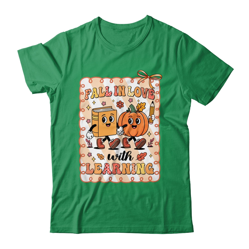 Pumpkin Teacher Preppy Fall In Love With Learning Autumn Shirt & Sweatshirt | teecentury