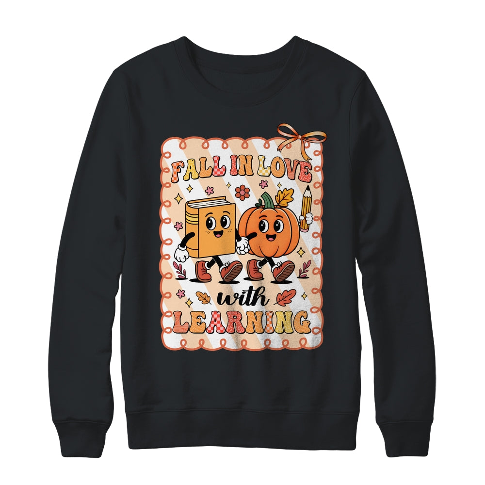 Pumpkin Teacher Preppy Fall In Love With Learning Autumn Shirt & Sweatshirt | teecentury
