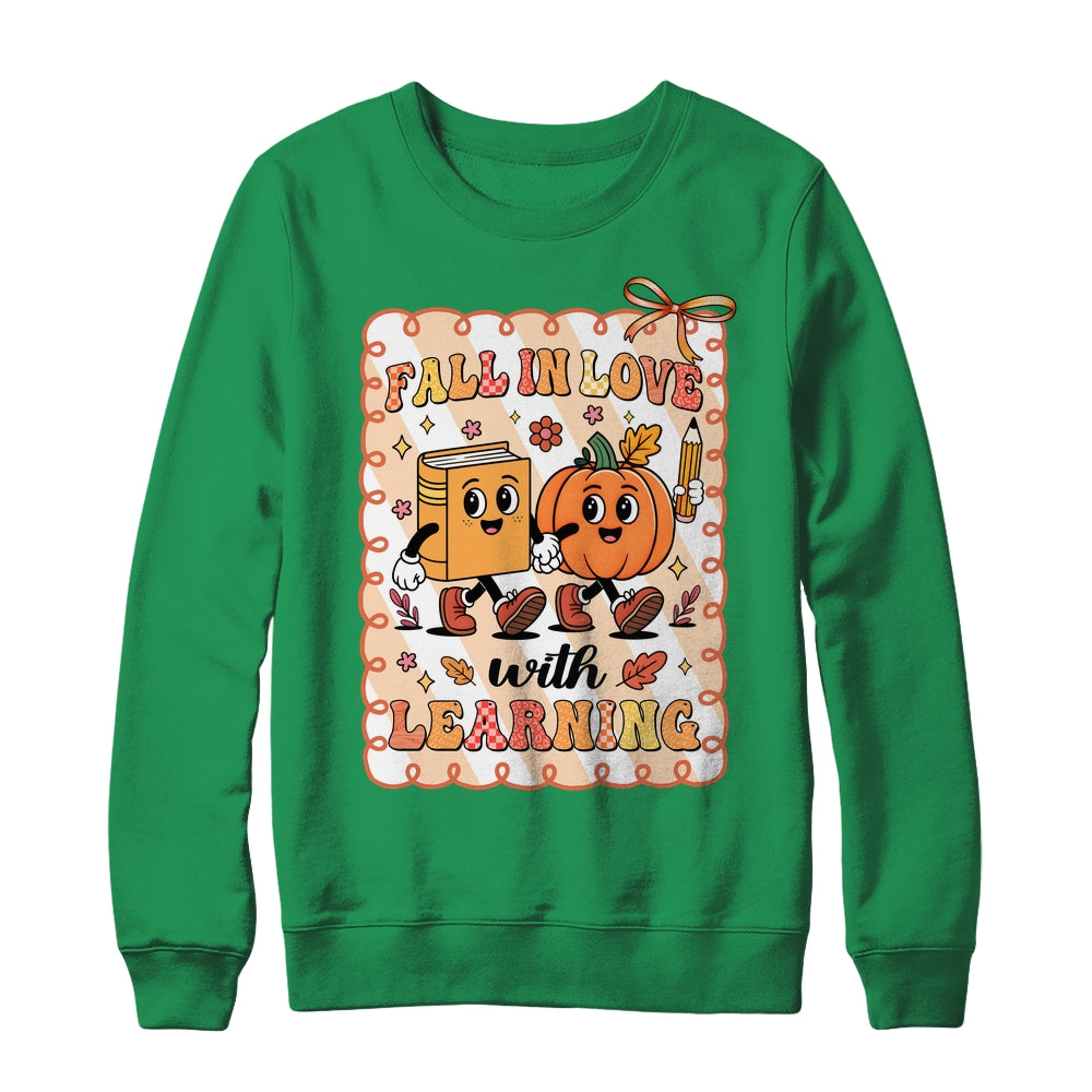 Pumpkin Teacher Preppy Fall In Love With Learning Autumn Shirt & Sweatshirt | teecentury