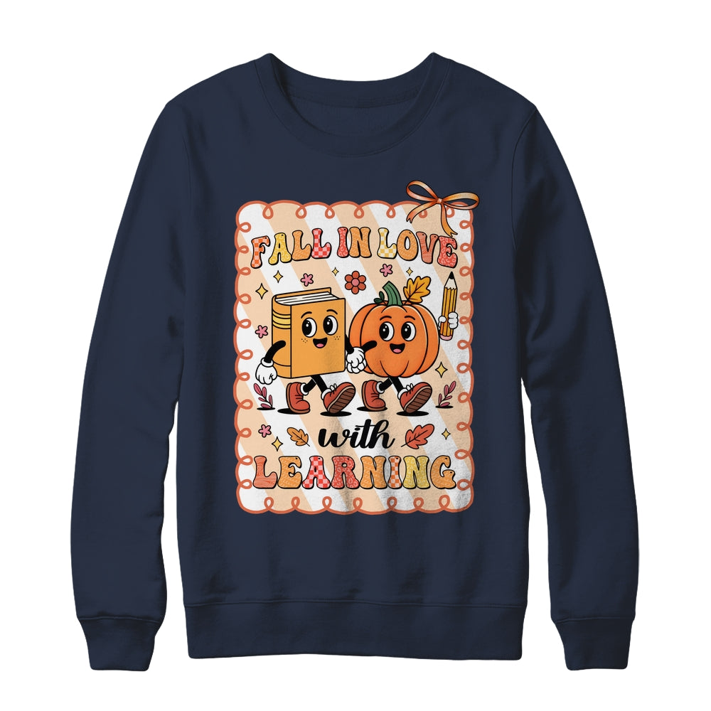 Pumpkin Teacher Preppy Fall In Love With Learning Autumn Shirt & Sweatshirt | teecentury
