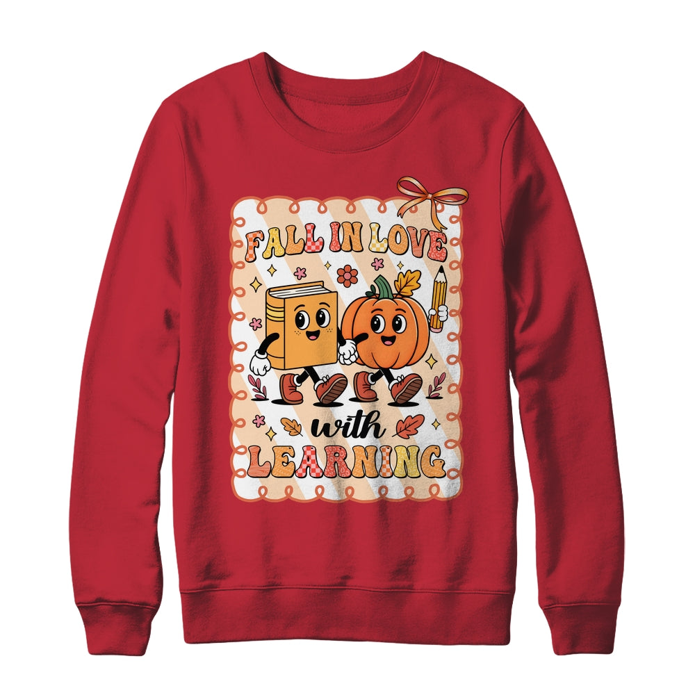Pumpkin Teacher Preppy Fall In Love With Learning Autumn Shirt & Sweatshirt | teecentury