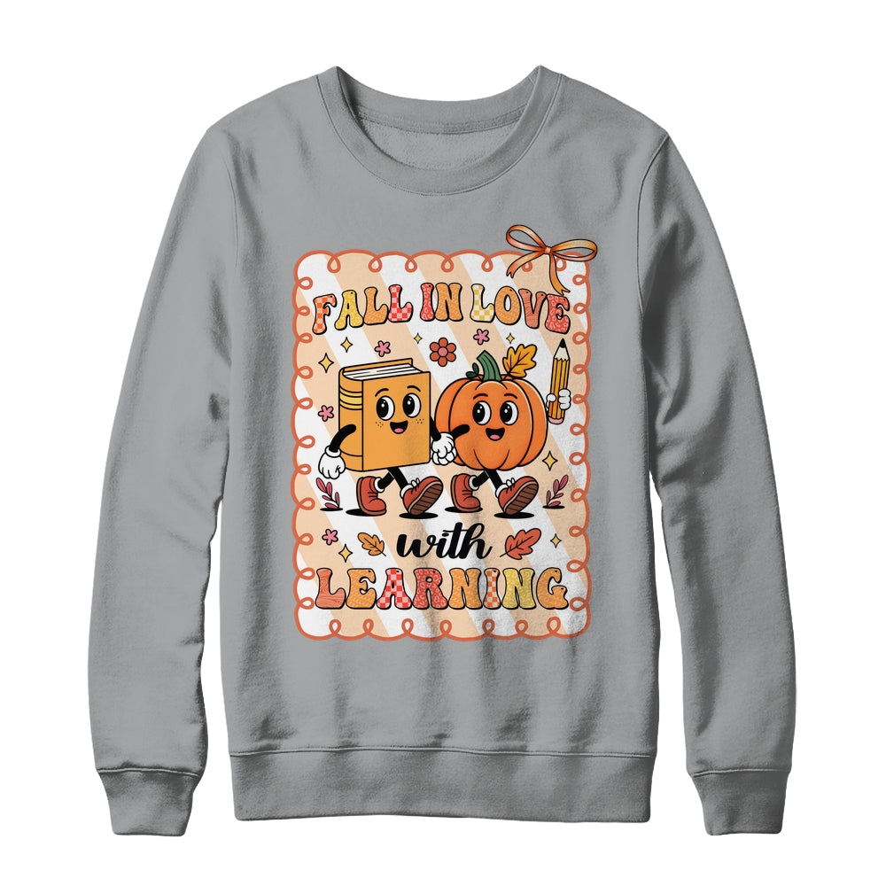 Pumpkin Teacher Preppy Fall In Love With Learning Autumn Shirt & Sweatshirt | teecentury