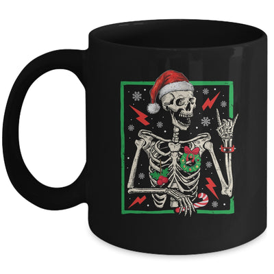 Punk Rock Skeleton Santa Hat Cool Rocker Christmas Men Women Mug | teecentury