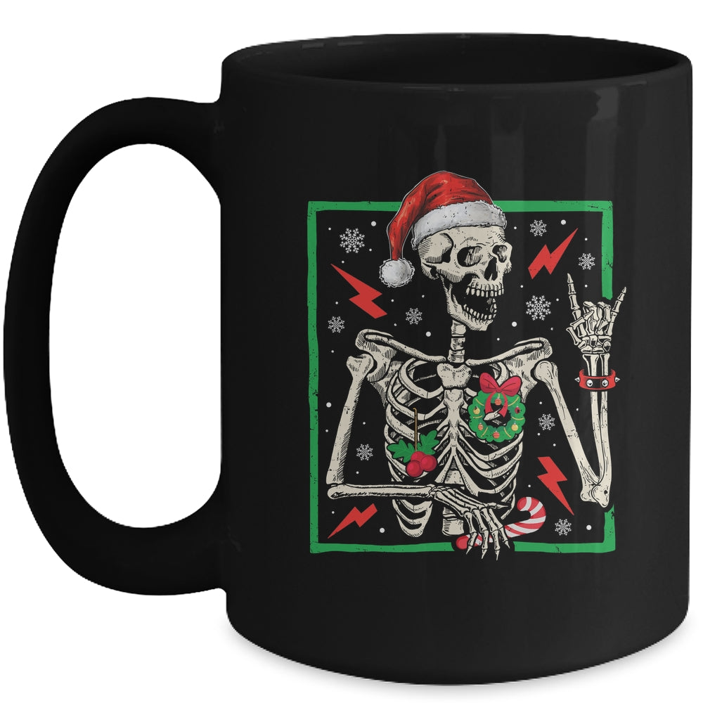 Punk Rock Skeleton Santa Hat Cool Rocker Christmas Men Women Mug | teecentury