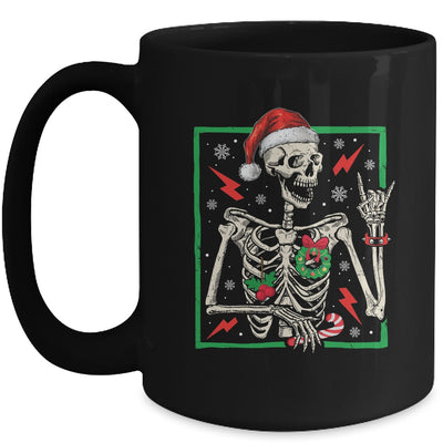 Punk Rock Skeleton Santa Hat Cool Rocker Christmas Men Women Mug | teecentury