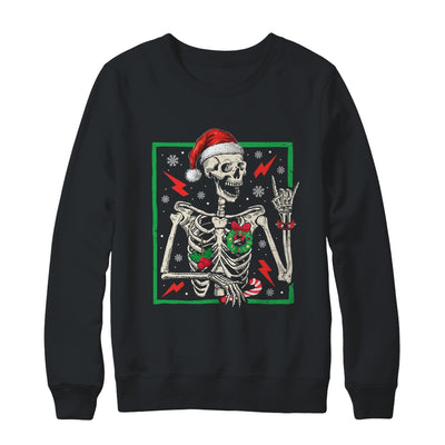 Punk Rock Skeleton Santa Hat Cool Rocker Christmas Men Women Shirt & Sweatshirt | teecentury
