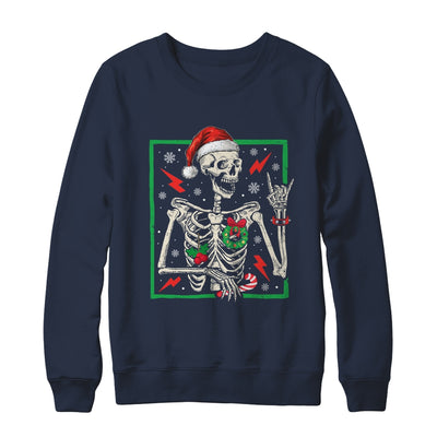 Punk Rock Skeleton Santa Hat Cool Rocker Christmas Men Women Shirt & Sweatshirt | teecentury