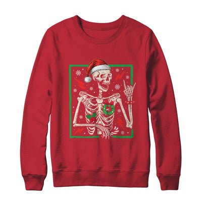 Punk Rock Skeleton Santa Hat Cool Rocker Christmas Men Women Shirt & Sweatshirt | teecentury