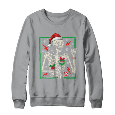 Punk Rock Skeleton Santa Hat Cool Rocker Christmas Men Women Shirt & Sweatshirt | teecentury