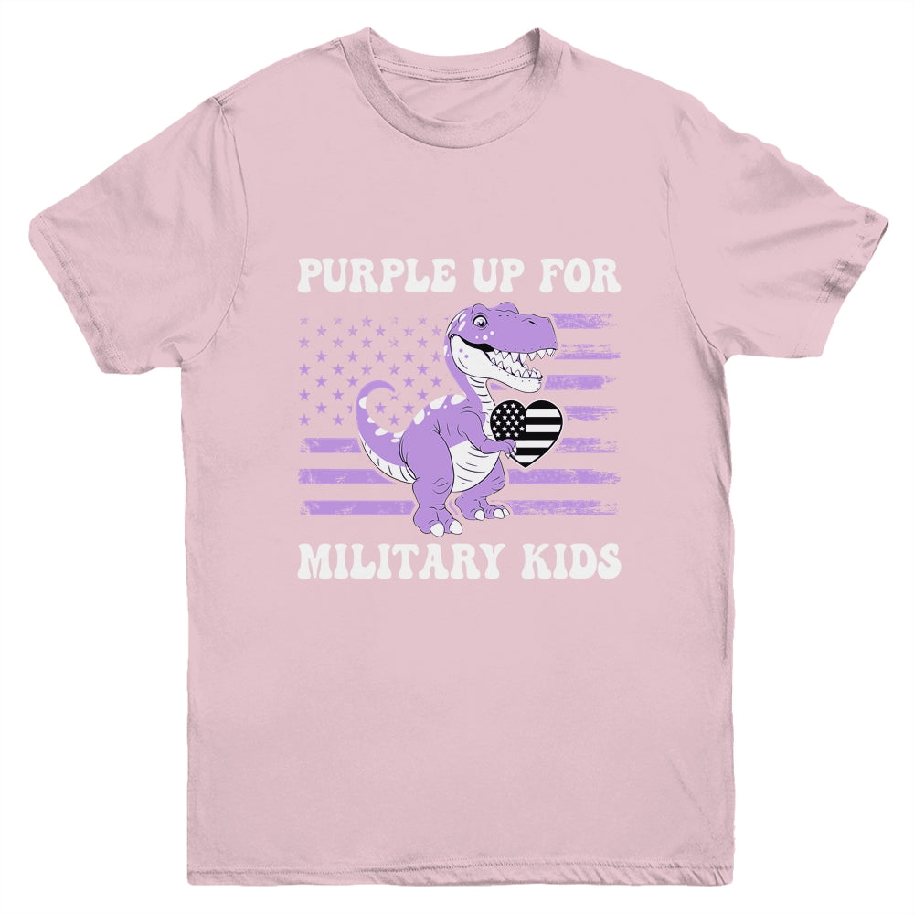 Purple Up For Military Kids Military Child Month Dino Boys Youth Shirt | teecentury