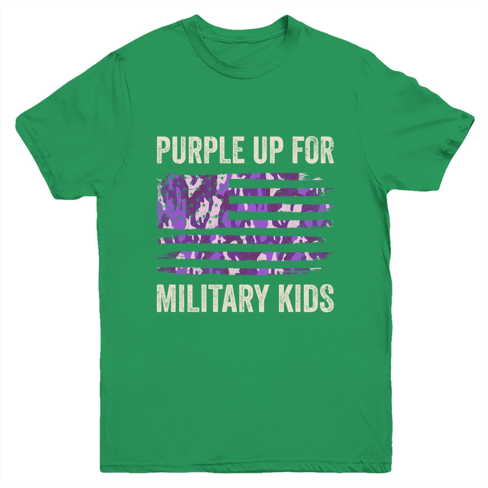 Purple Up For Military Kids Military Child Month USA Flag Youth Shirt | teecentury